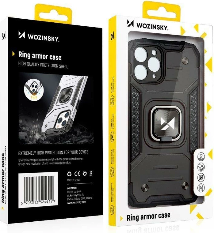 Mbështjellës Wozinsky Ring Armor për iPhone 14 Plus, me unazë dhe mbajtës magnetik, Kaltër