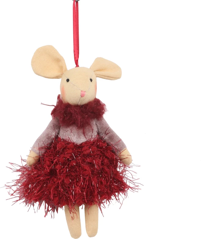 Stoli për Krishtlindje, mi prej materiali tekstili, e kuqe-bezhë, 9x15cm