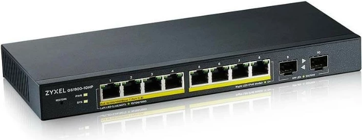 Switch Zyxel GS1900-10HP v2, 8 porte PoE, 2xSFP, SMART, i zi
