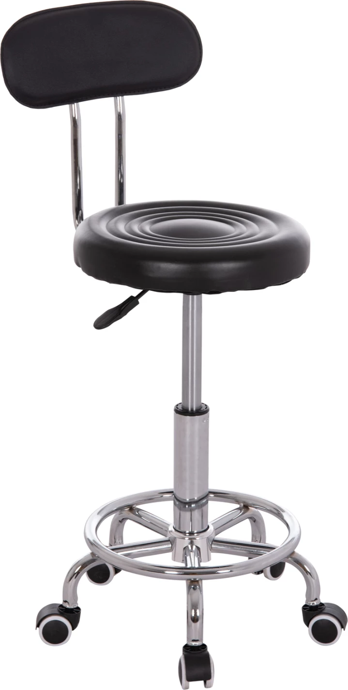 Stool rrotullues dizajneri për zyre IRIS FH211.21, lëkurë artificiale e zezë, 34x43x86.5cm, set prej 2 copash