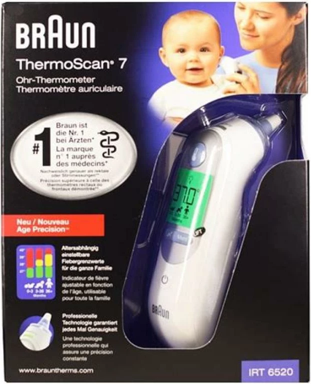 Termometër në vesh, Braun ThermoScan 7 IRT 6520, Age Precision, ekran i ndriçuar