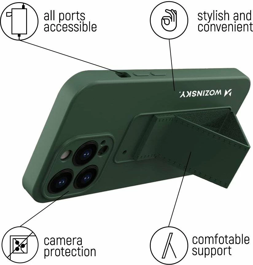Mbështjellës Wozinsky Kickstand Case për Xiaomi Redmi Note 11/11S, silikon, i zi