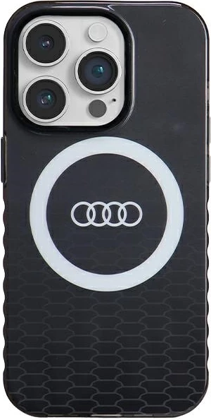 Mbështjellës Audi IML Big Logo MagSafe për iPhone 14 Pro, i zi