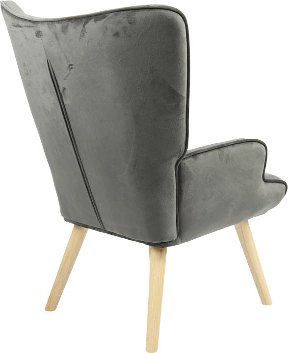 Karrige Fluffy, kadife, ngjyrë gri e errët, këmbë natyrale, 75x69x96cm