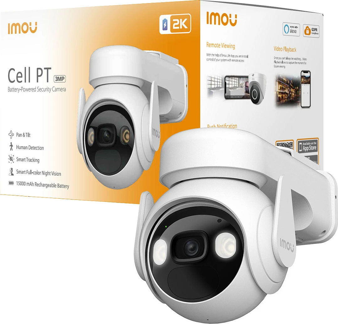 Kamerë sigurie IP Imou Cell PT, wireless, 2K, 1 vit bateri, IP66, bardhë