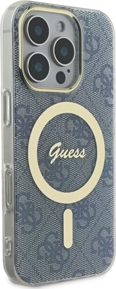 Mbështjellës Guess IML 4G MagSafe për iPhone 16 Pro Max, Blu