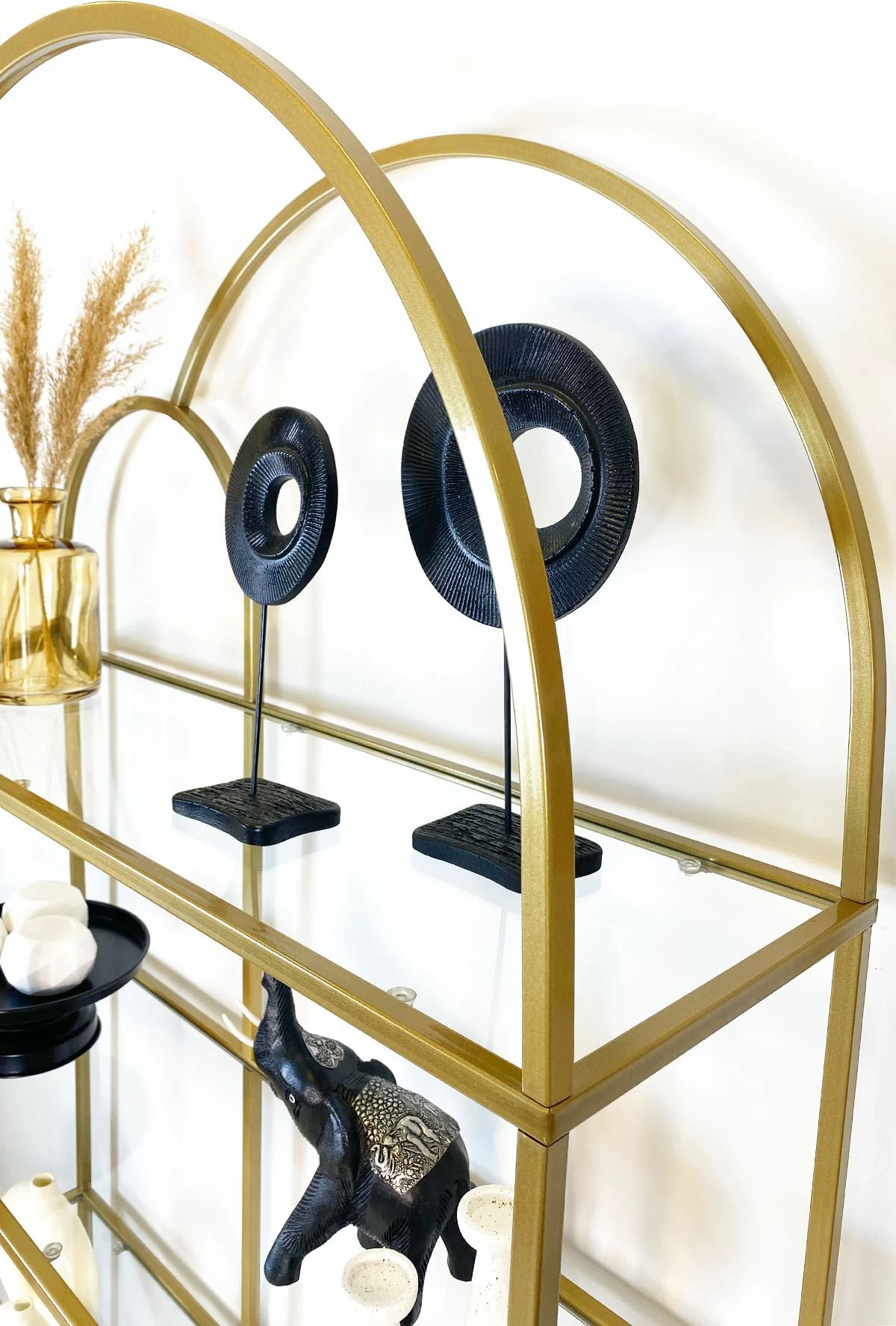 Raft librash Hanah Home, ngjyrë ari, xham transparent, Twin