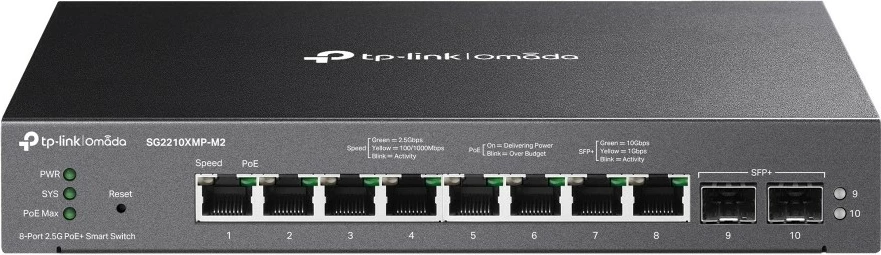 Switch TP-Link Omada SG2210XMP-M2, 8-Port 2.5G PoE+, 2-Port 10GE SFP+, i menaxhuar