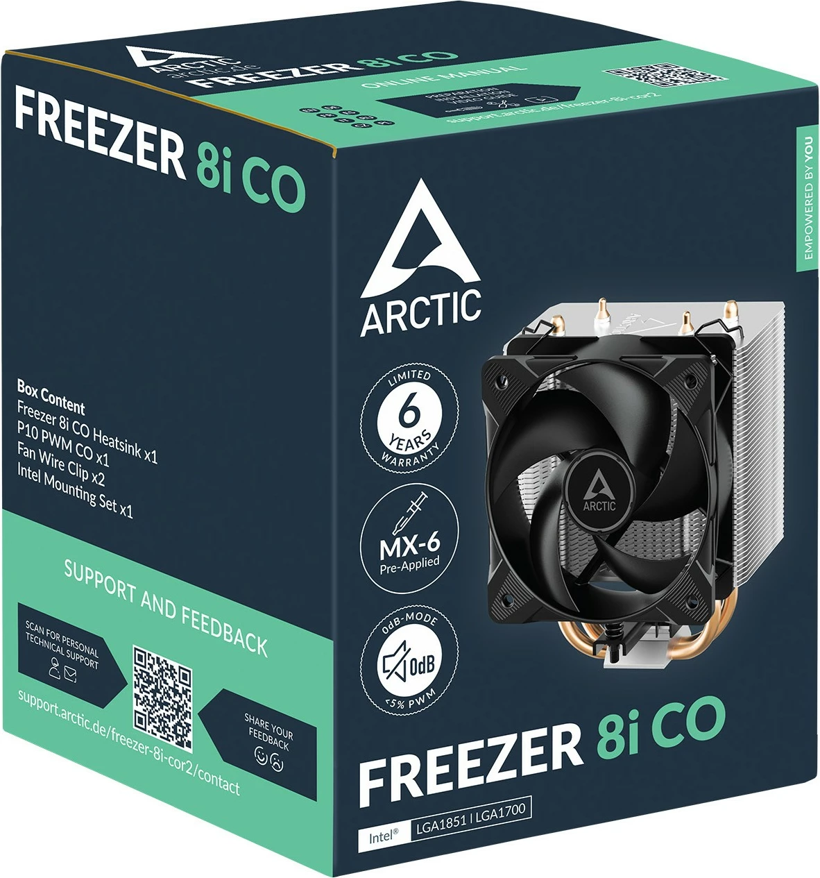 Ftohës ajri ARCTIC Freezer 8i CO, 2 ventilatorë, 10 cm, PWM, alumini, zi