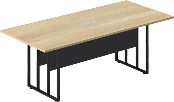 Tavolinë konferencash Lotus metal-dru ngjyrë lisi-gri e errët 200x100x75cm