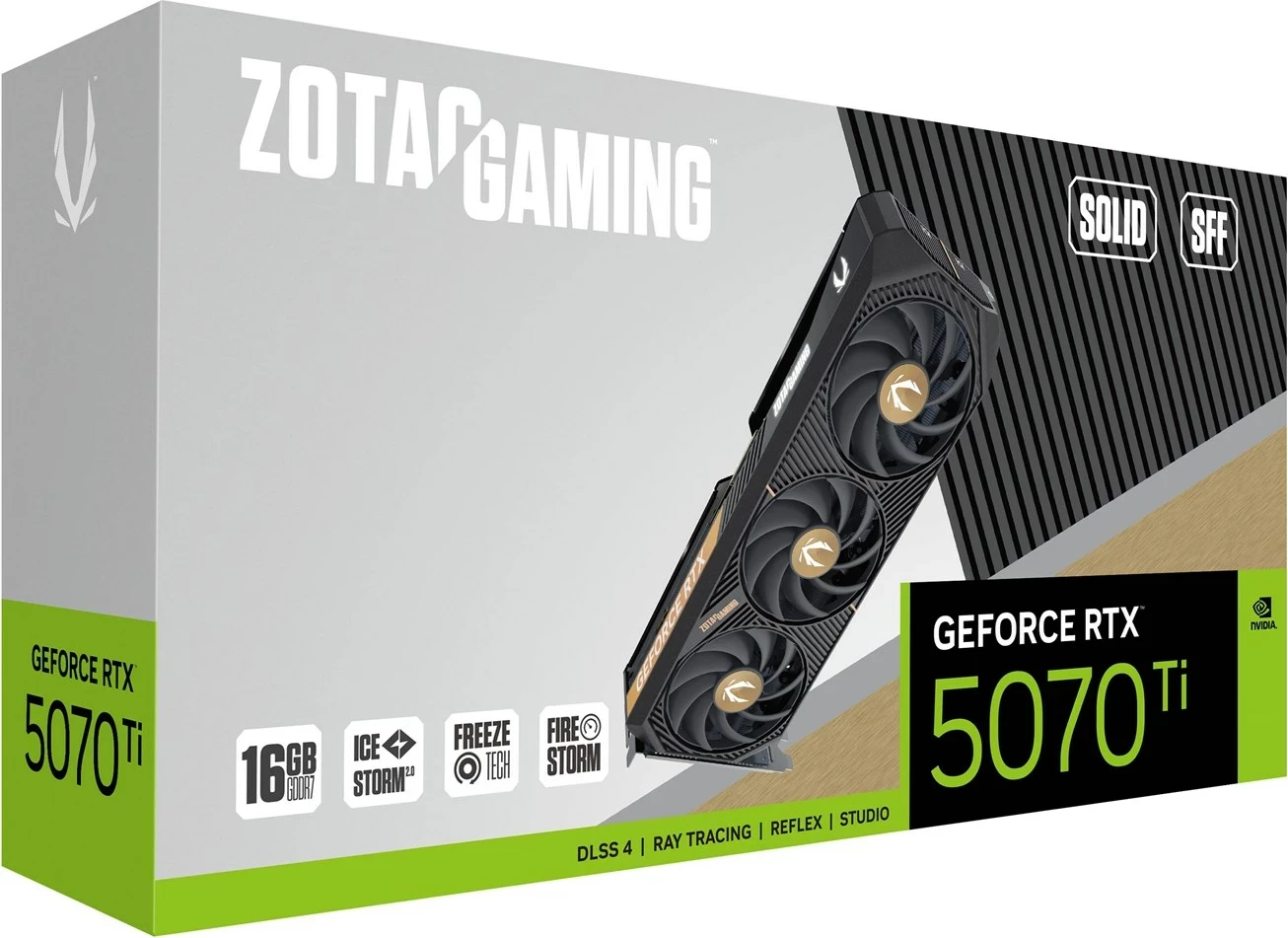 Kartelë grafike ZOTAC GAMING GeForce RTX 5070 Ti SOLID SFF, 16 GB GDDR7, e bardhë