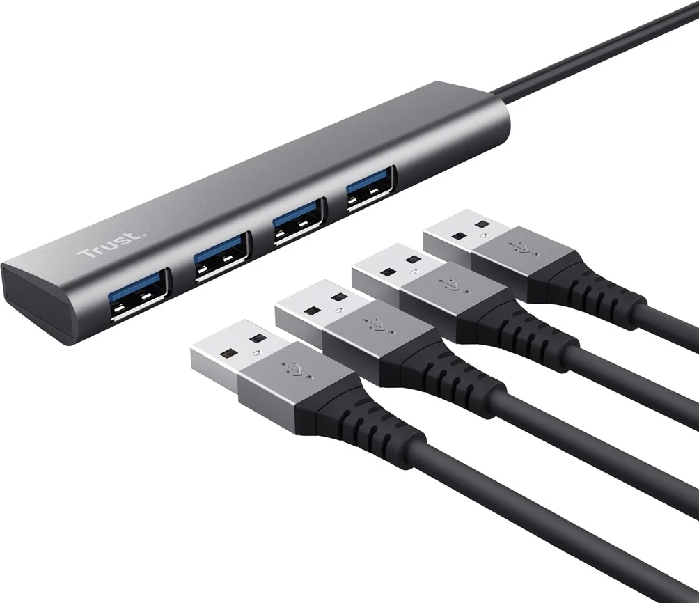 Hub USB Trust Halyx, 3.2 Gen 1, 5 Mbit/s, Gri