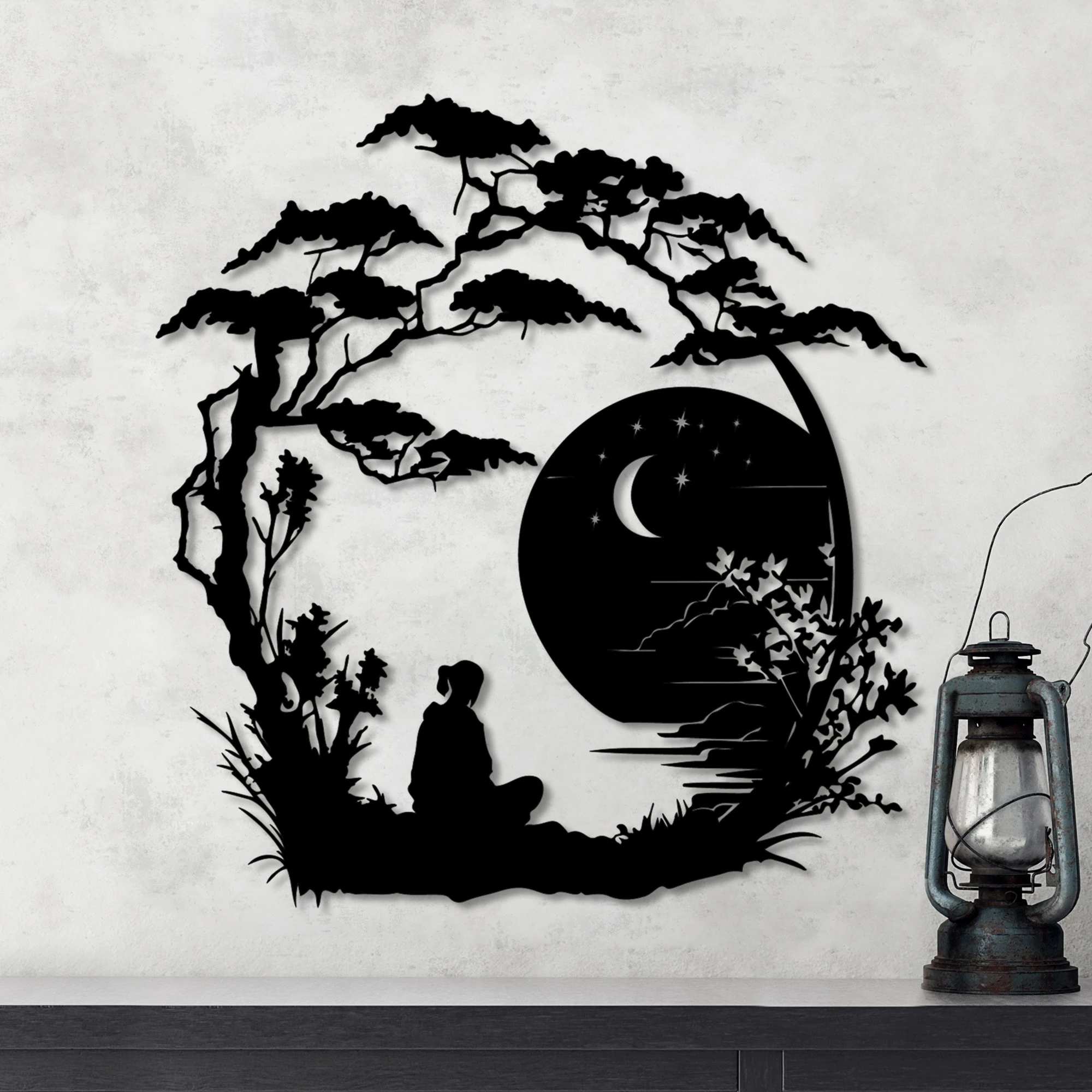 Aksesor dekorativ metalik për mur Wallity, The Seclusion, ngjyrë e zezë, 63x60cm