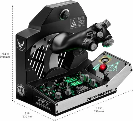 Sistem throttle për simulator fluturimi Thrustmaster Viper TQS Mission Pack për PC, replikë metal 1:1, 64 butona, Worldwide Version, zi/argjendtë