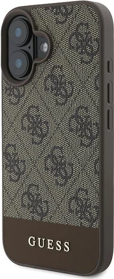 Mbështjellës Guess 4G Bottom Stripe për iPhone 16 Plus 6.7", Kafe