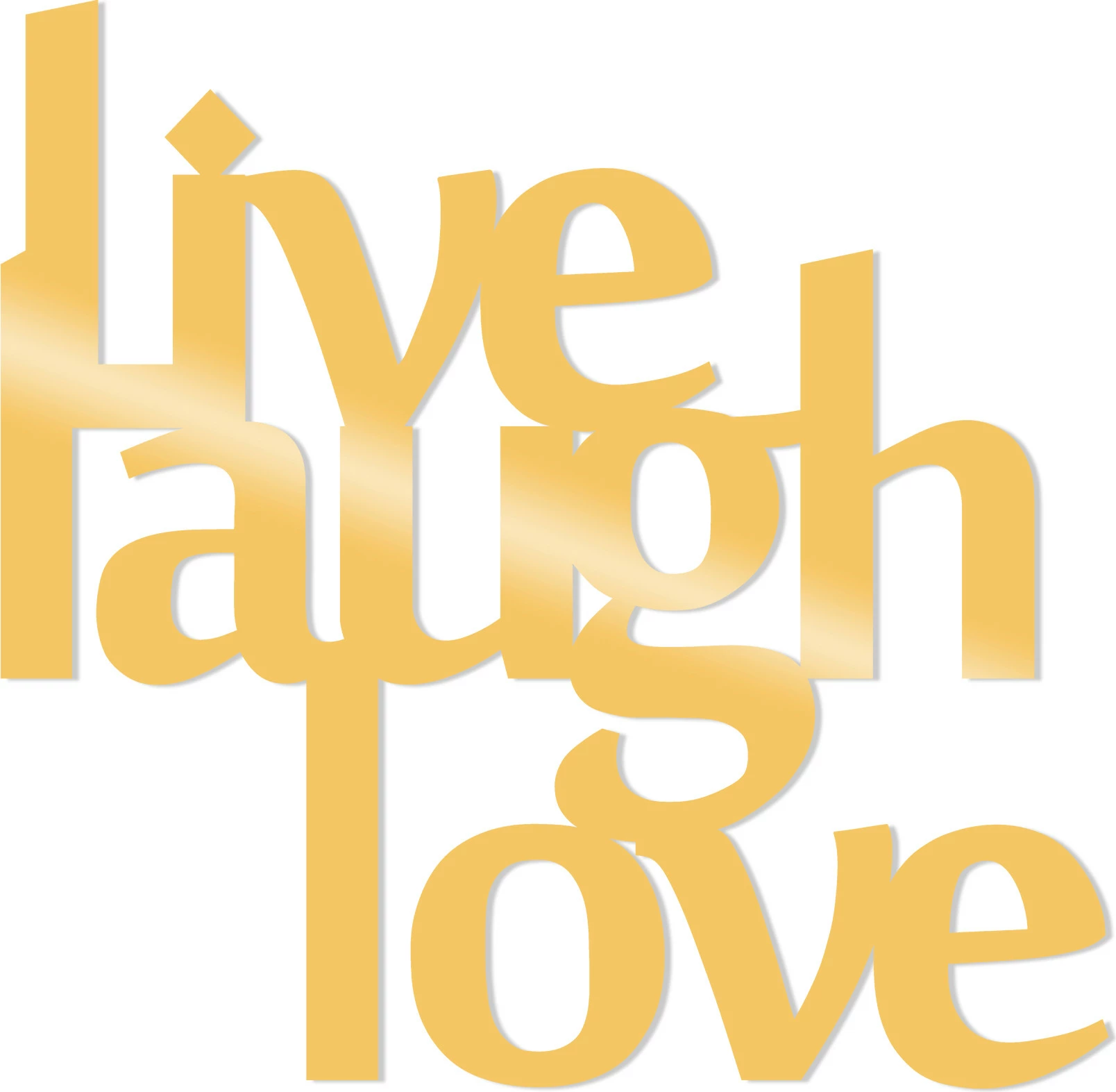 Dekor metalik për mur, Live Laugh Love, ngjyrë ari, Wallity, 50x50cm