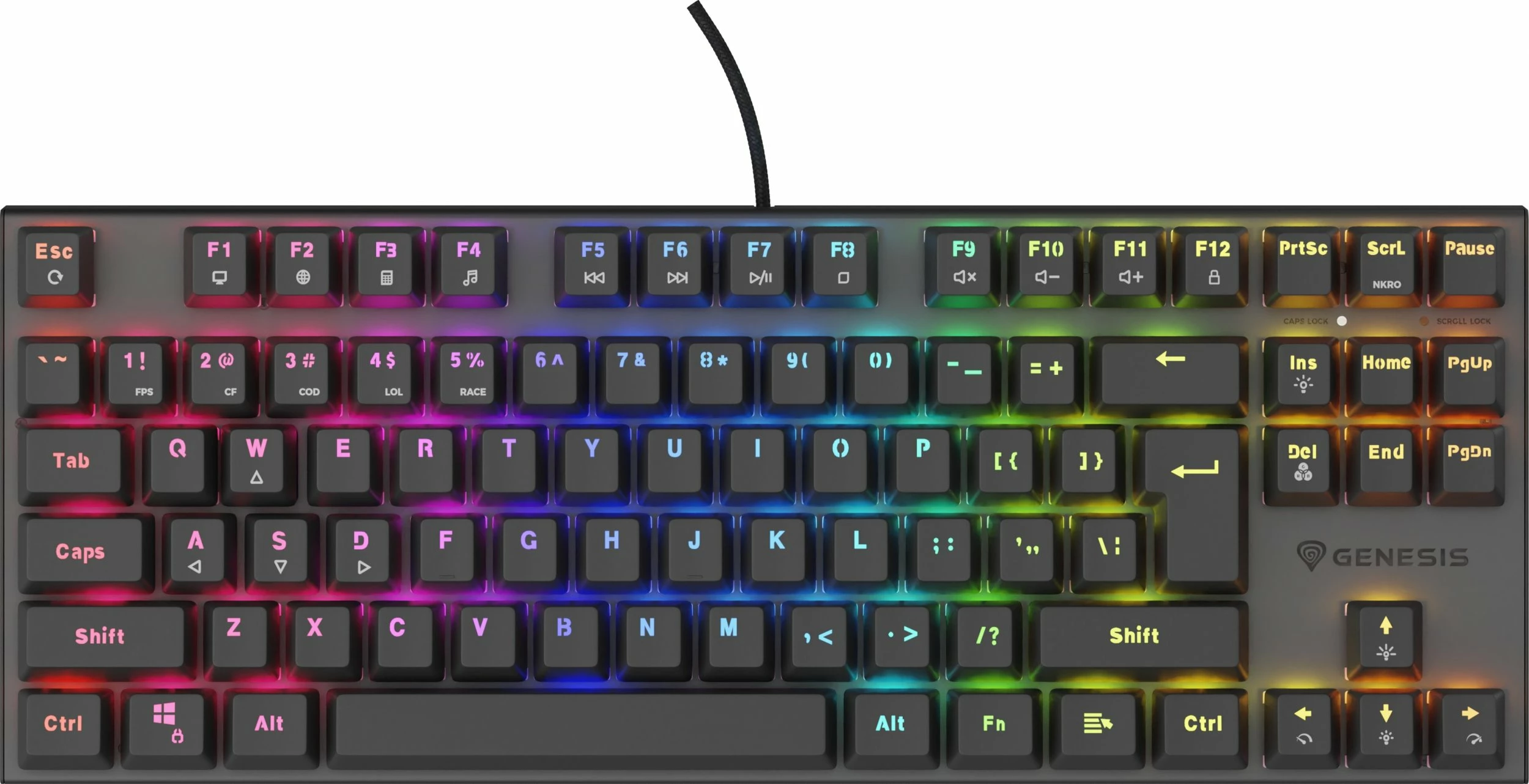 Tastierë mekanike gaming Genesis Thor 303 TKL (NKG-1881), Outemu Peach Silent, Hot Swap, RGB, USB, US layout, e zezë