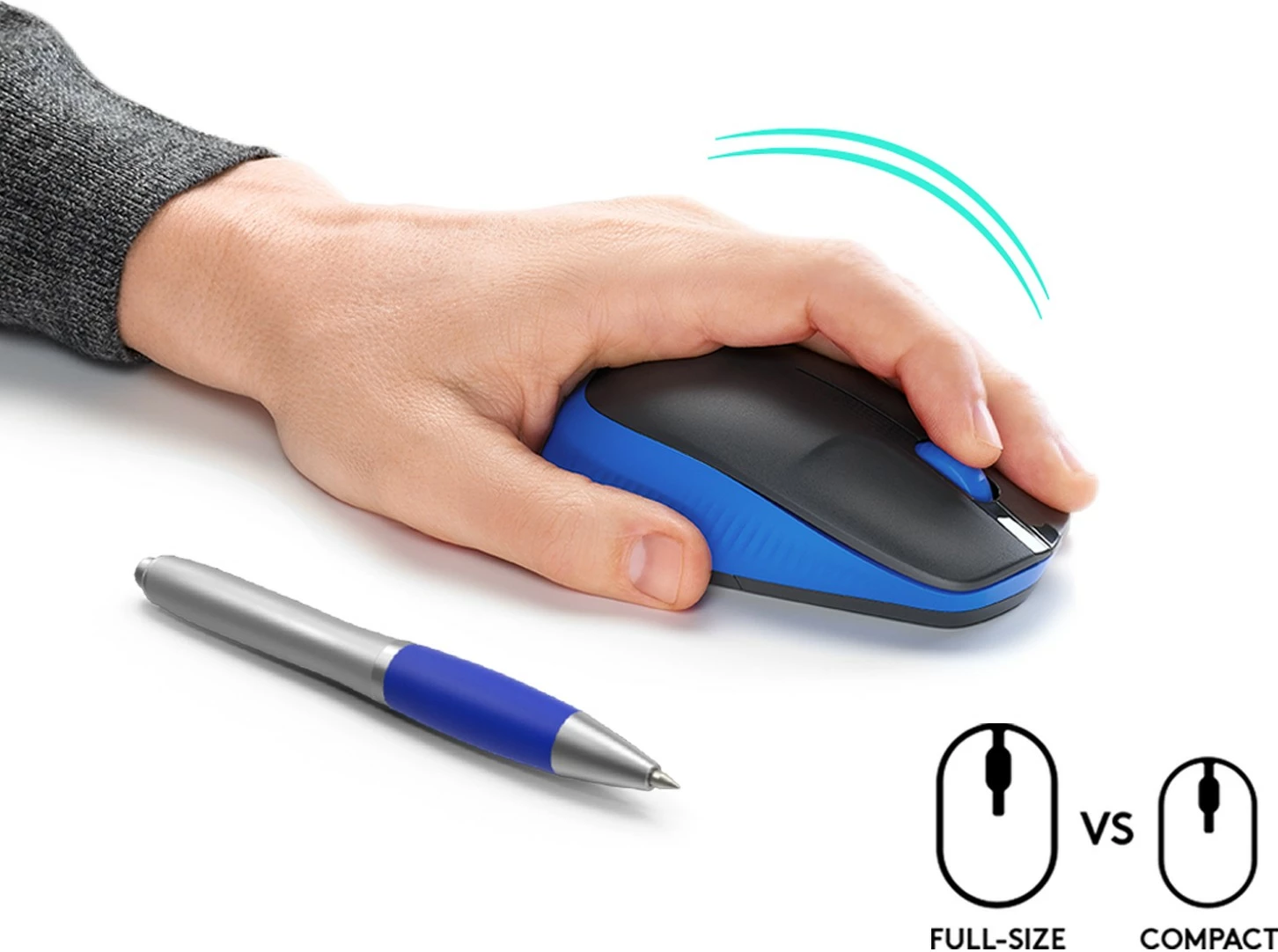 Maus Logitech M190 Full-size wireless, Ambidextrous, Optical, RF Wireless, 1000 DPI, Black, Blue