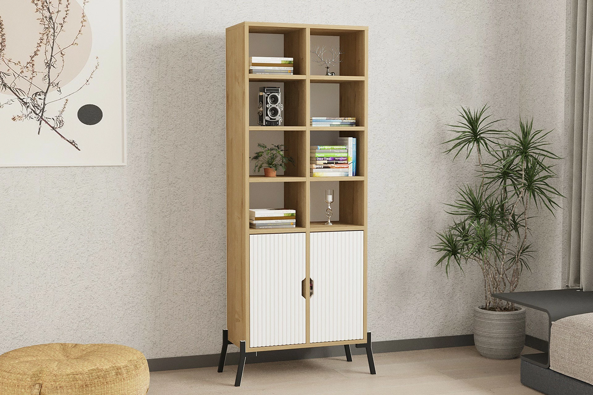 Raft librash Hanah Home, Lido, ngjyrë lis safir dhe e bardhë