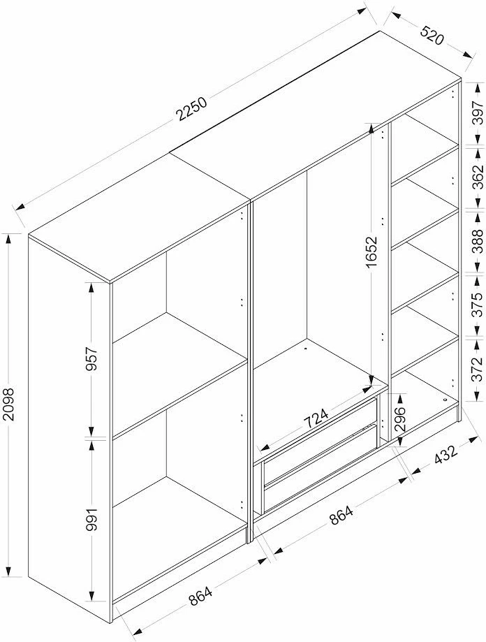 Dollap garderobe Fume, Skye Decor, Kale Plus - 7803