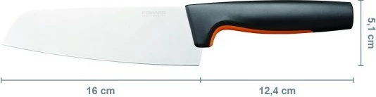 Thikë kuzhine Santoku Fiskars Functional Form 16cm, e zezë/portokalli