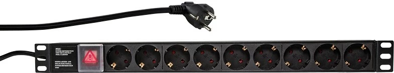 PDU LogiLink PDU9C02, Vertikal, Alumini, 9 AC outlet(s), 2 m, 250 V, E zezë