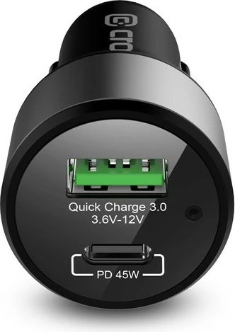 Karikues veture CRONG CRG-PWRC-USBC63-BLK, 63W, 1x USB-C PD 45W + 1x USB QC 3.0 18W, Zi