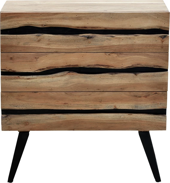 Komodinë me sirtarë Imena dru masiv 4cm natyrale-e zezë 80x38x86.5cm