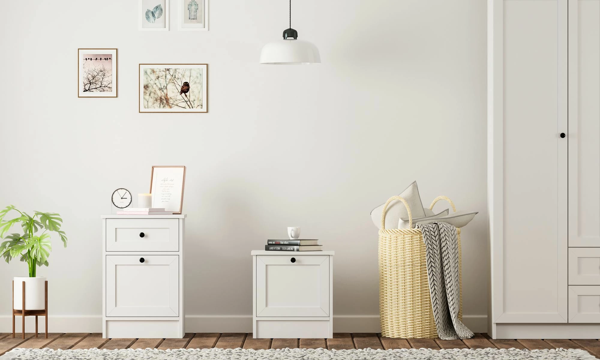 Komodinë nate Skye Decor, Rb-168-02, ngjyrë e bardhë mat