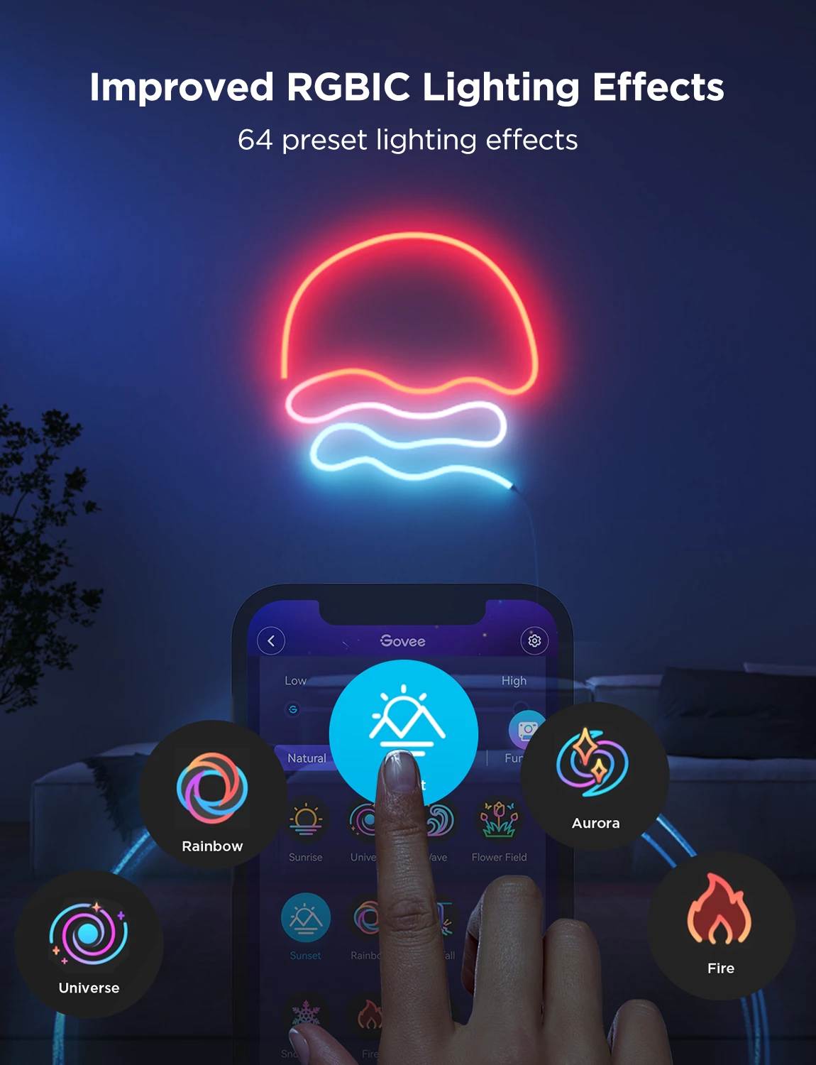 Shirit LED neon Govee Neon Rope Light 2S H61D4-B 4m RGBIC Bluetooth/Wi‑Fi, i zi