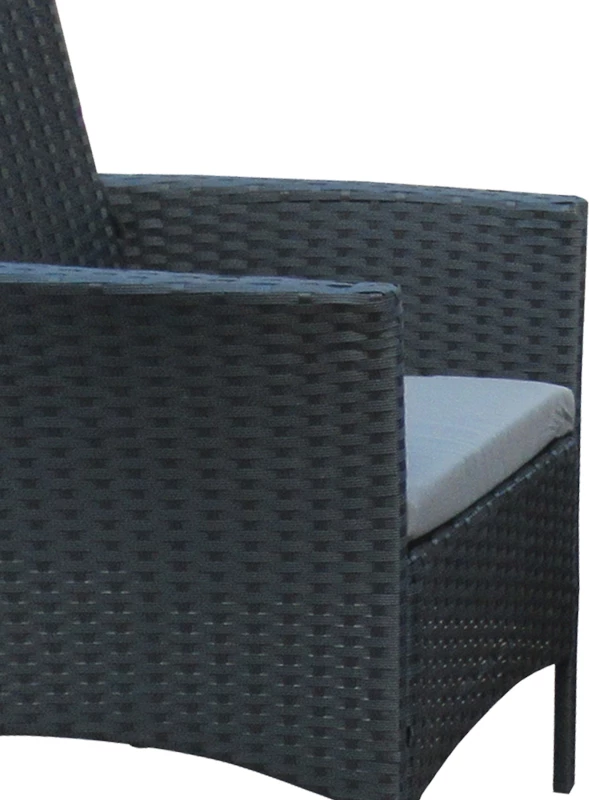 Set për sallon kopshti Calmness 4 pjesë rattan ngjyrë zezë-material gri