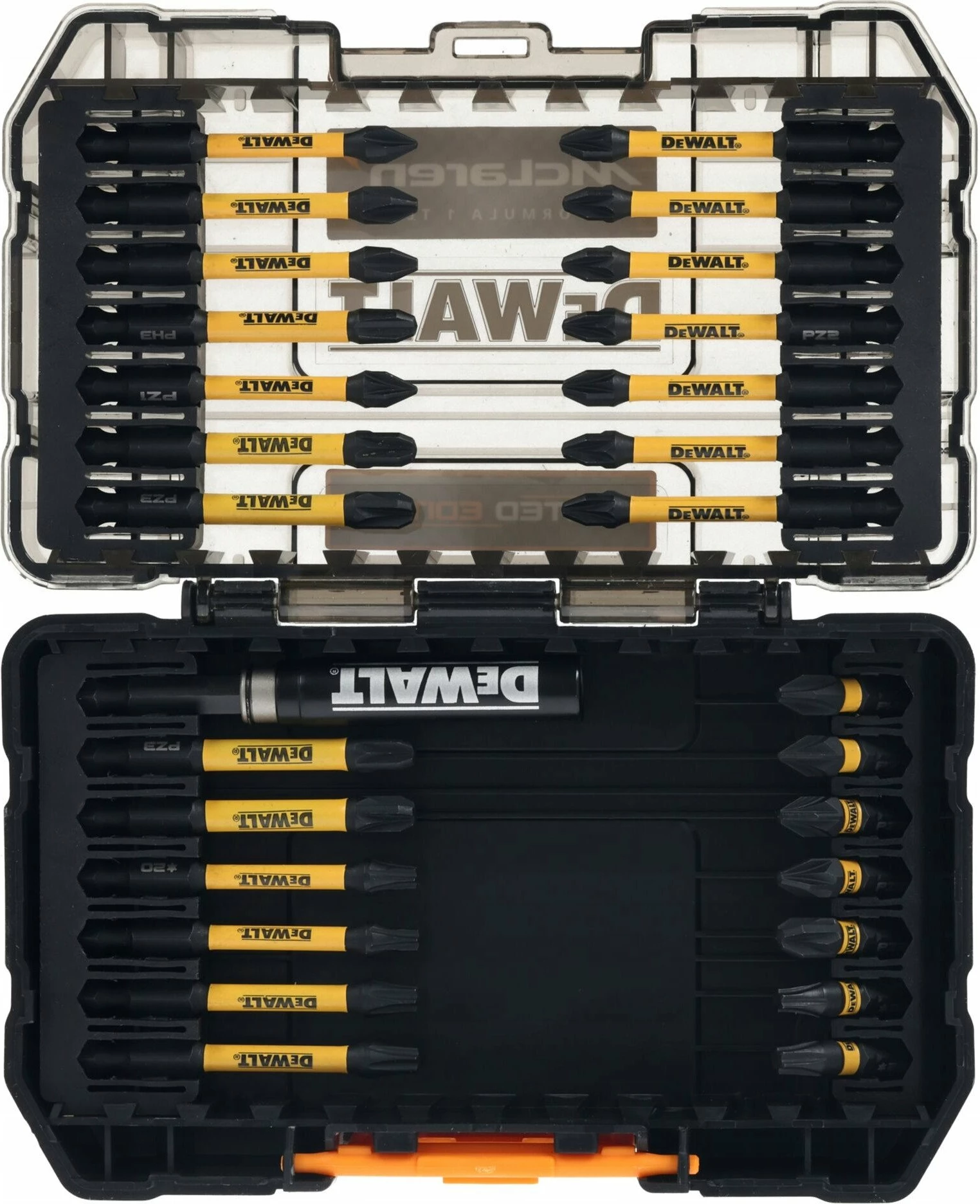 Set bitash DeWalt DT70902T-QZ FLEXTORQ PH/PZ/TORX me mbajtës magnetik, 28 copë