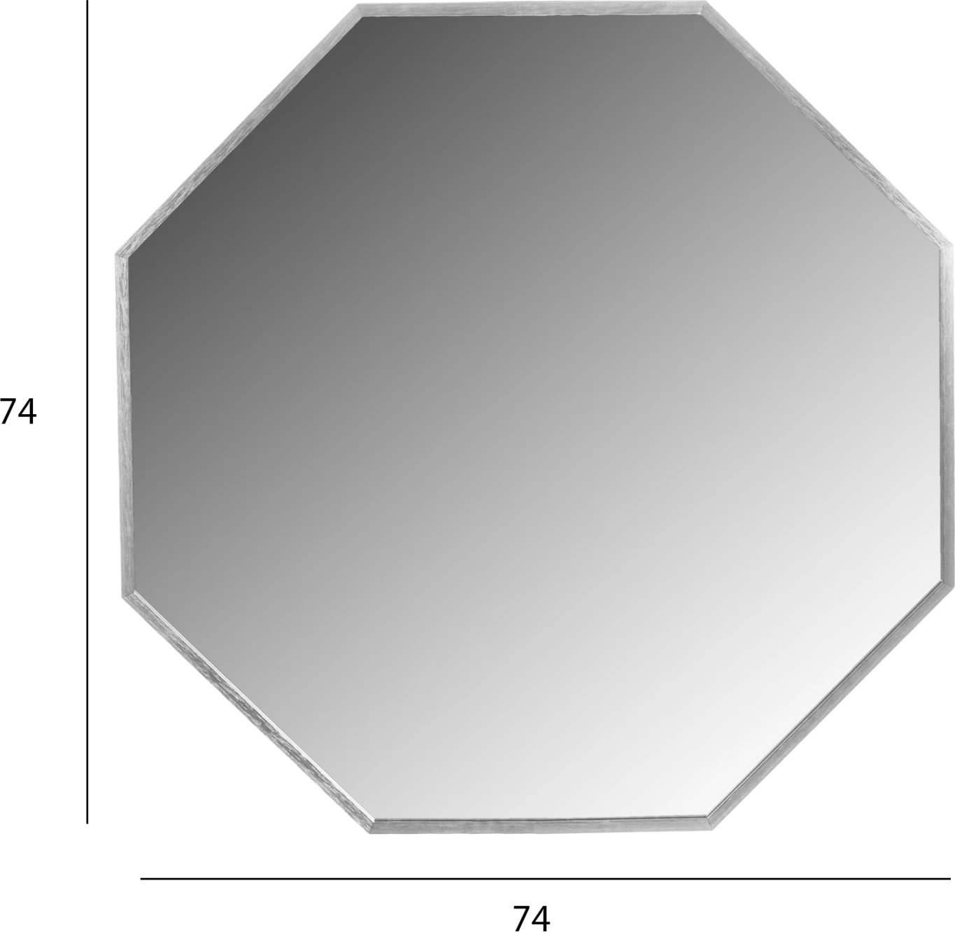 Pasqyrë muri oktagonale, kornizë alumini argjendi, Φ74cm
