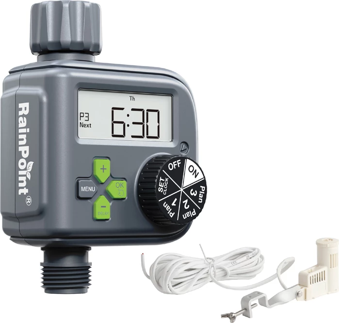 Kontrollues ujitjeje RainPoint ITV517V6-RS me sensor shiu, 3 programe, 0–90 min, LCD, IP54, gri, set