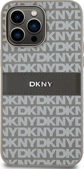 Mbështjellës DKNY Mono Stripe & Metal Logo për iPhone 14 Pro, bezhë