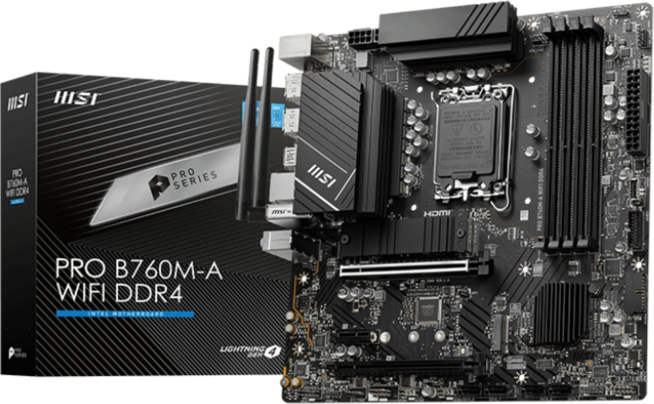 Pllakë amë MSI PRO B760M-A WIFI DDR4, micro ATX, Intel, e zezë
