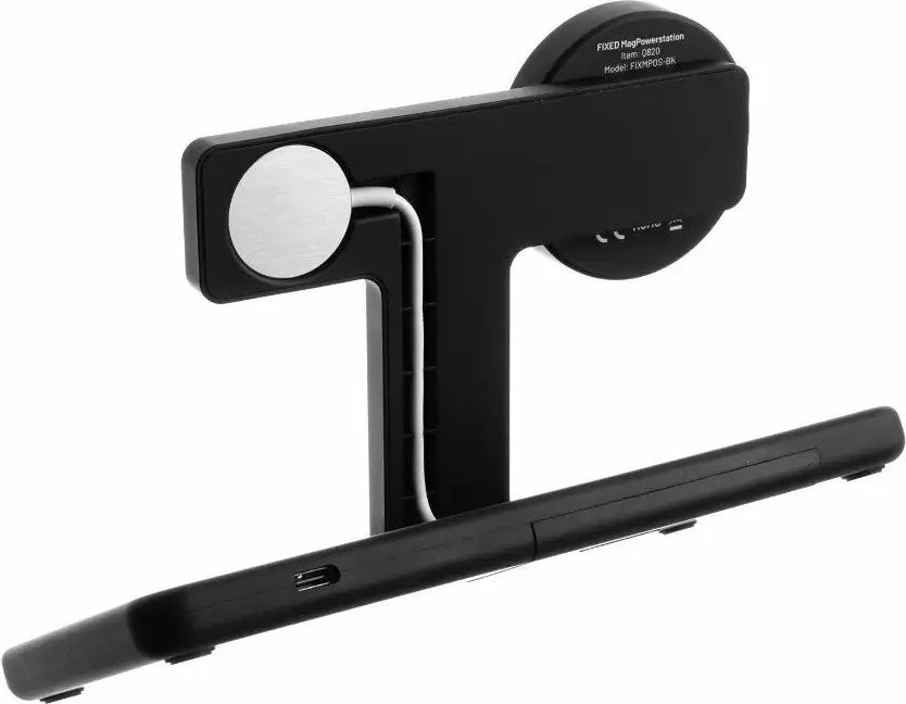 Stacion karikimi pa kabllo Fixed MagPowerstation FIXMPOS-BK 3-në-1 15W MagSafe/Qi, e zezë