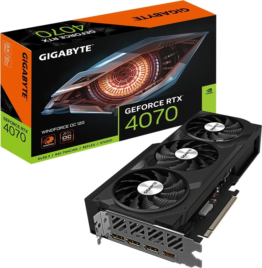 Kartë Grafike Gigabyte GV-N4070WF3OC-12GD, NVIDIA GeForce RTX 4070, 12 GB GDDR6X, E zezë