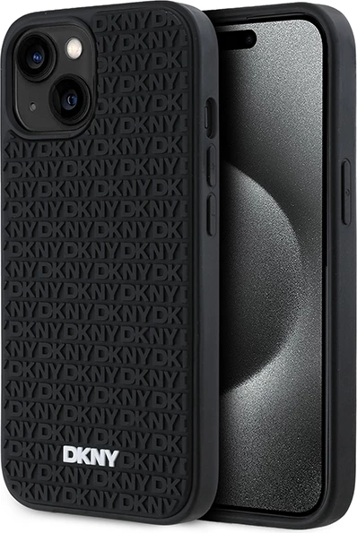 Mbështjellës DKNY 3D Rubber Repeat Pattern për iPhone 15/14/13, i zi