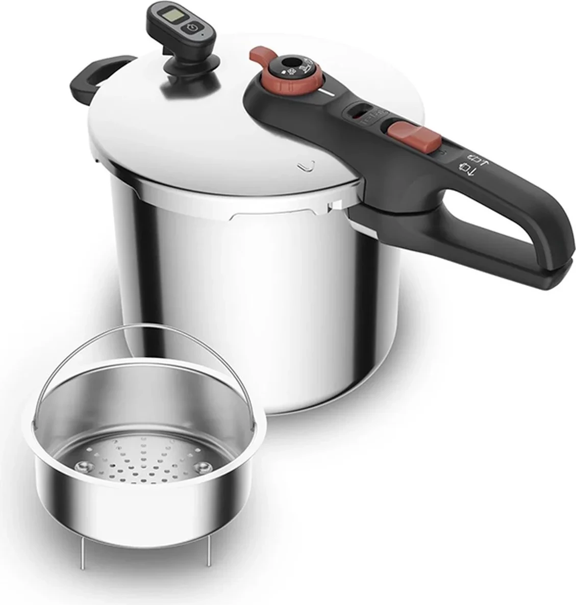 Tenxhere me presion Tefal P2594401 8 L me tajmer të heqshëm magnetik, çelik inox, ngjyrë argjendi