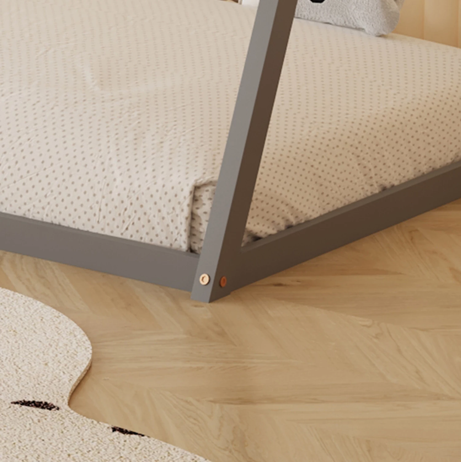 Krevet për fëmijë MUNK FH681.05 t.MONTESSORI dru pishe i fortë në gri- 190x90cm