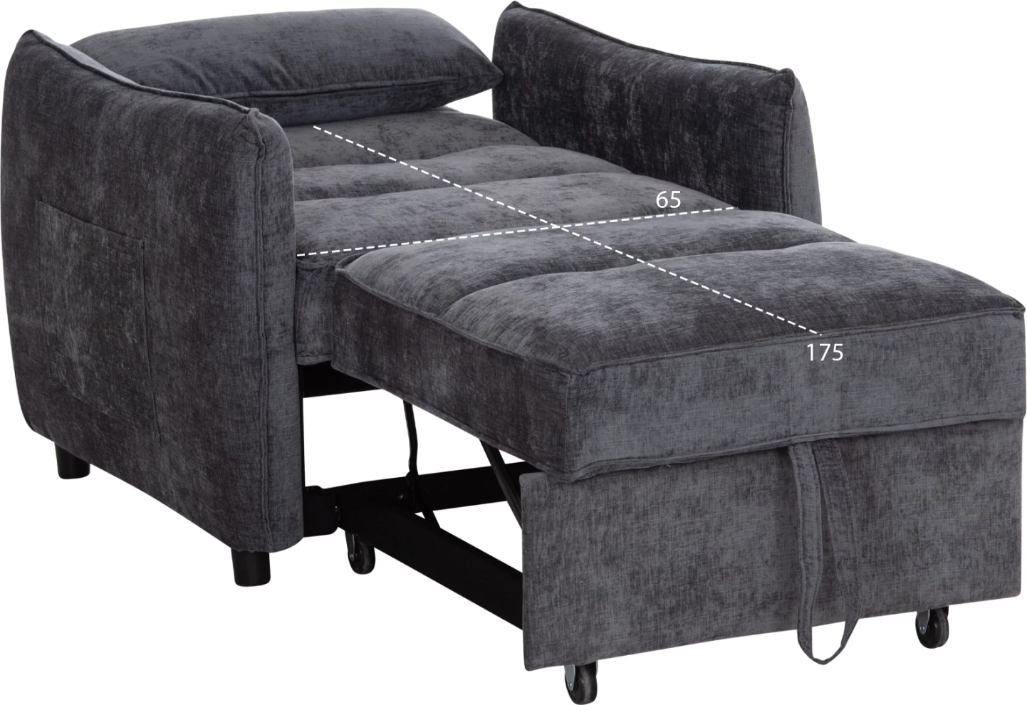 Fotel-krevat ORYN, material gri, 89x85x84cm