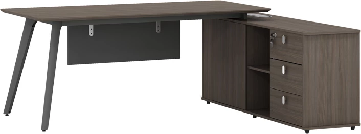 Tavolinë pune profesionale, Denith,, ngjyrë qymyr-arre, 180x160x75cm