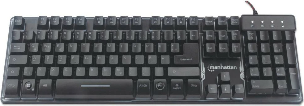 Tastierë gaming MANHATTAN USB, LED, full-size, spanjolle, e zezë