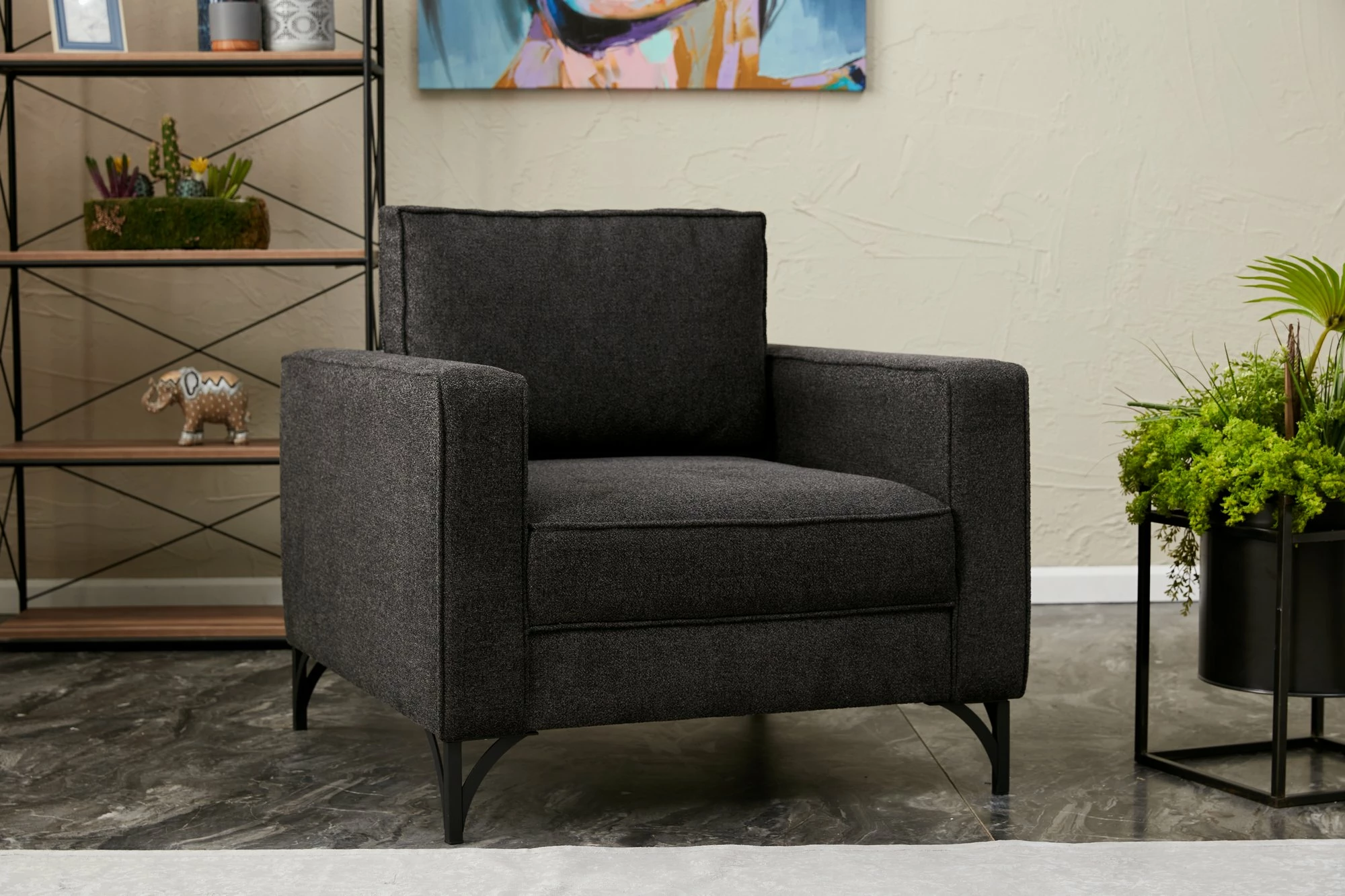 Karrige një vendëshe Atelier del Sofa, Berlin, antracit, e zezë