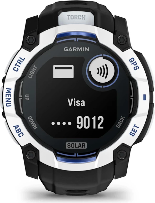 Smartwatch Garmin Instinct® 3, Solar, Whitestone/Black-Bolt Blue, 50 mm