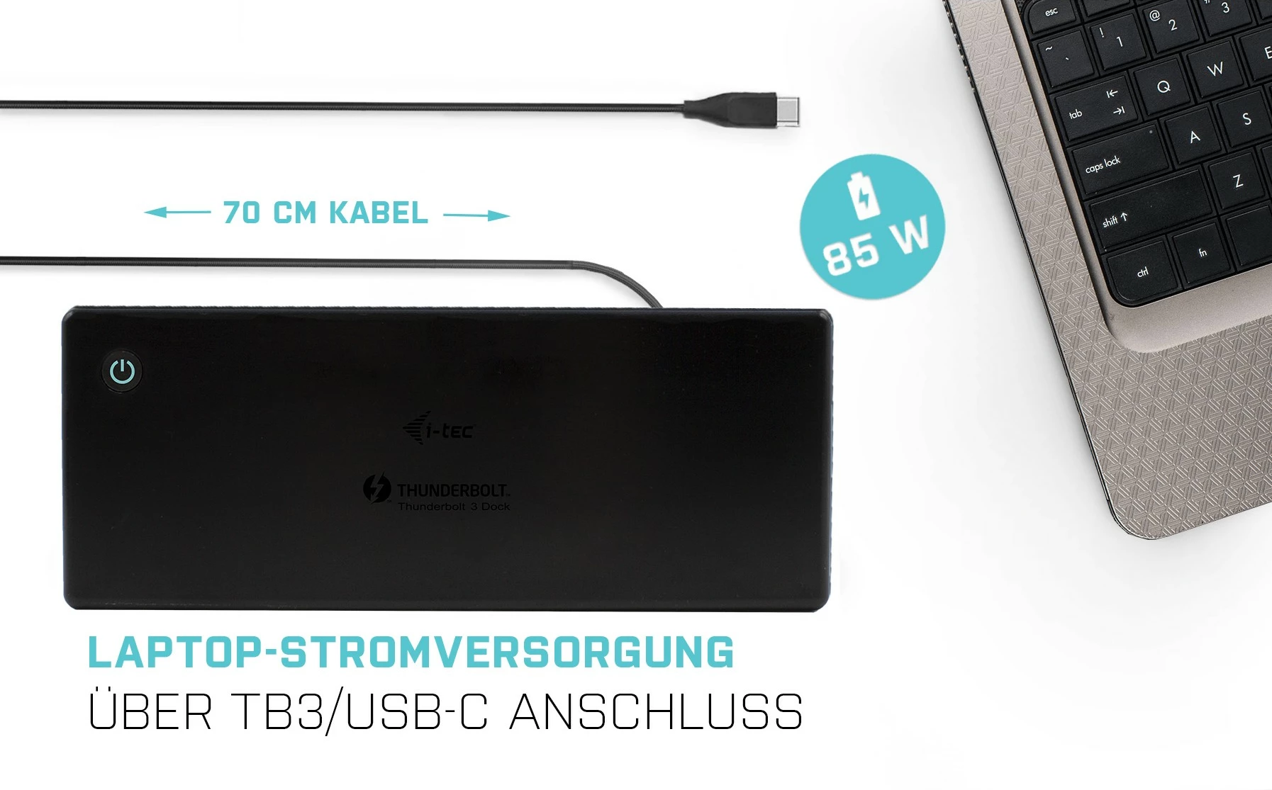 Docking station I-Tec Thunderbolt 3/USB-C Dual DisplayPort 4K, 85W, e zezë