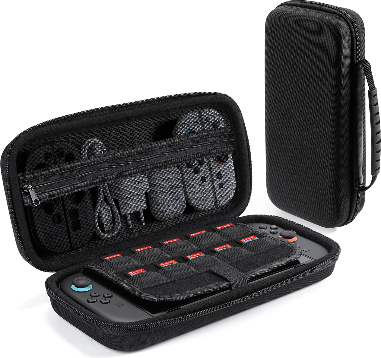 Mbështjellës Dux Ducis për Nintendo Switch 2, me dorezë dhe ndarje për lojëra, zi