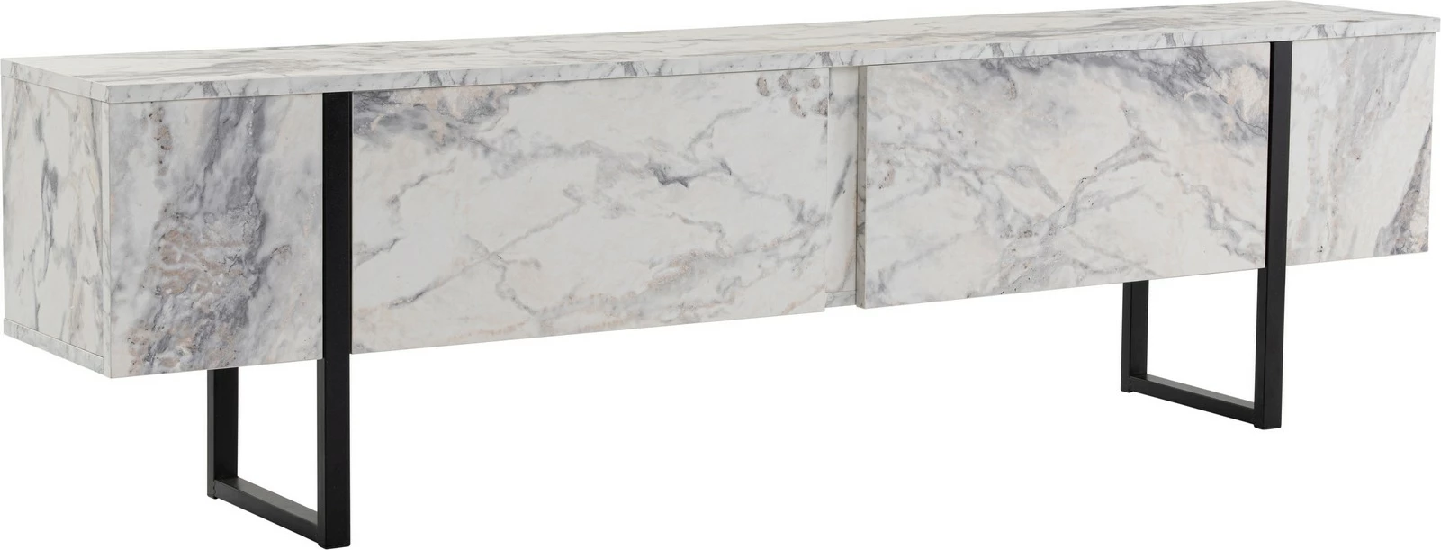Komodë televizori Nordure, ngjyrë Freesia Marble, e zezë