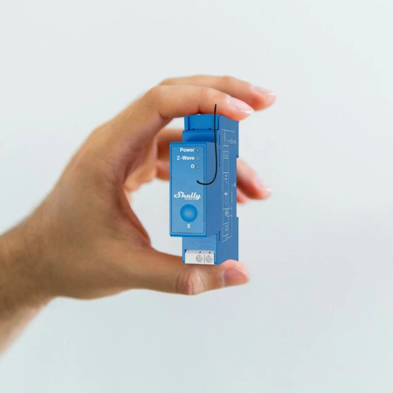 Switch Z-Wave smart, Shelly Wave PRO 1 (QBWAVPRO1), 1 kanal, montim në shinë DIN, blu